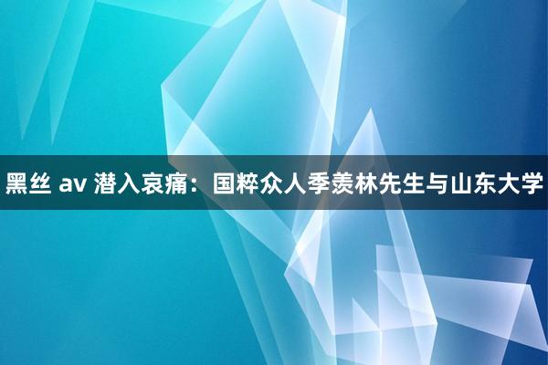黑丝 av 潜入哀痛：国粹众人季羡林先生与山东大学
