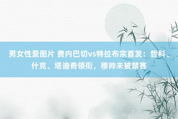 男女性爱图片 费内巴切vs特拉布宗首发：哲科、什克、塔迪奇领衔，穆帅未被禁赛